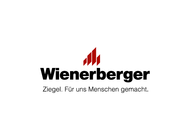 Wienerberger Logo mit Unterzeile »Ziegel. Für uns Menschen gemacht.«